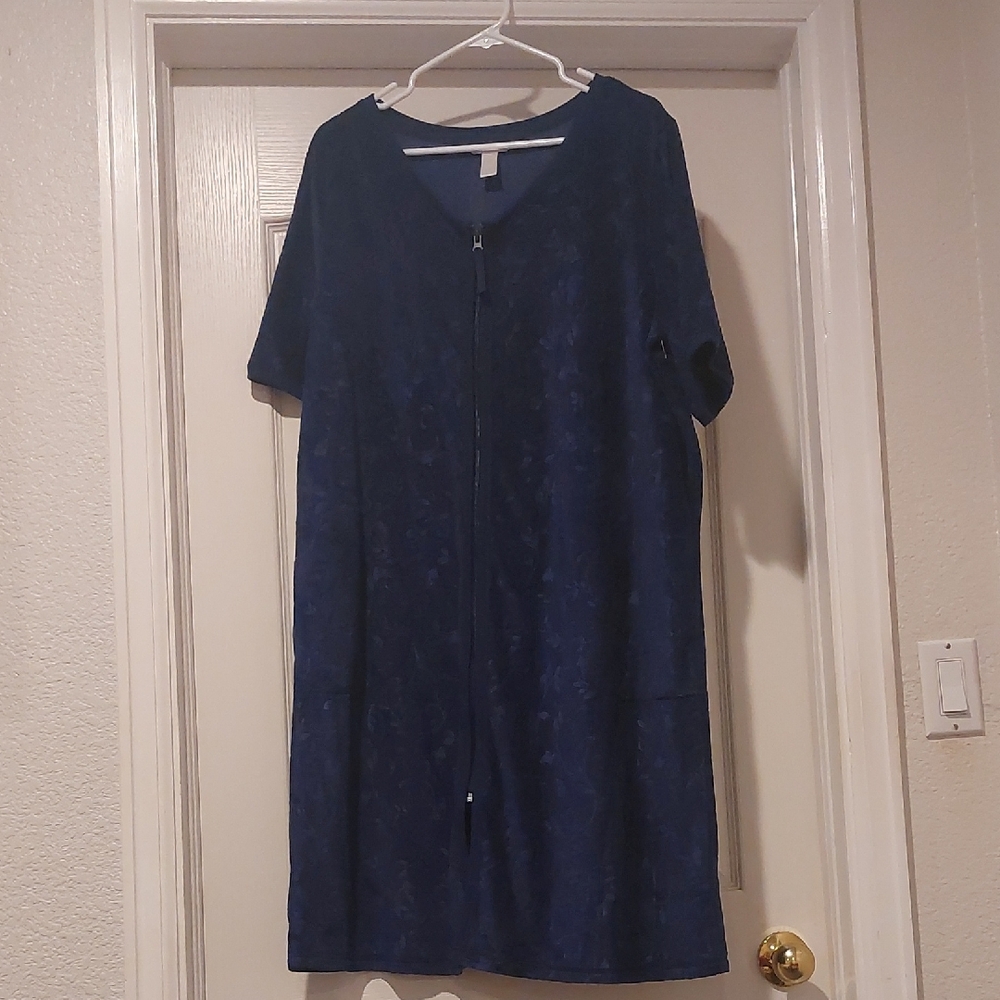 Navy Blue Short Sleeve Bath Robe